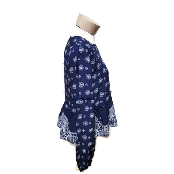 Wild Blue Sadie Robertson Blouse Boho Top Tunic Blue Rayon Size Medium - Picture 2 of 10